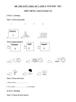 Tải Đề thi giữa học kì 1 môn tiếng Anh lớp 4 có đáp án năm 2020 - Đề kiểm tra giữa học kì 1 lớp 4 môn tiếng Anh