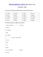 Tải Đề thi tiếng Anh giữa kì 2 lớp 8 năm 2019 - 2020 - Đề kiểm tra tiếng Anh 8 mới có đáp án