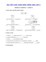 Tải Bài tập cuối tuần môn Tiếng Anh lớp 4 Tuần 6 - Phiếu Bài tập cuối tuần 6 lớp 4 môn tiếng Anh có đáp án