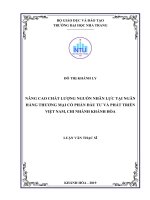 Nâng cao chất lượng nguồn nhân lực tại ngân hàng thương mại cổ phần đầu tư và phát triển việt nam, chi nhánh khánh hòa  