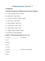 Tải Bài tập tiếng Anh lớp 7 chương trình mới Unit 1 + 2 - Ôn tập tiếng Anh lớp 7 Chương trình mới