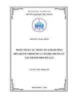 Phân tích các nhân tố ảnh hưởng đến quyết định mua căn hộ chung cư tại thành phố đà lạt  