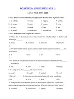 Tải Đề kiểm tra 15 phút lần 1 môn tiếng Anh lớp 12 (đề 3) - Đề kiểm tra tiếng Anh 12 có đáp án