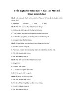 Tải Trắc nghiệm Sinh học 7 Bài 19: Một số thân mềm khác - Câu hỏi trắc nghiệm Sinh học 7 có đáp án