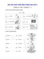 Tải Bài tập cuối tuần môn Tiếng Anh lớp 4 Tuần 11 - Phiếu Bài tập cuối tuần 11 lớp 4 môn tiếng Anh có đáp án