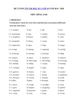 Tải Đề cương ôn thi học kì 1 lớp 10 môn tiếng Anh năm 2019 - 2020 - Đề kiểm tra tiếng Anh lớp 10 chương trình mới