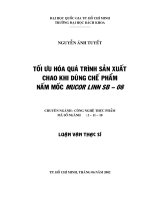 Tối ưu hóa quá trình sản xuất chao khi dùng chế phẩm nấm mốc mucor linn sb 08  