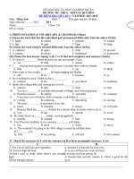 Tải Bộ đề thi giữa kì 1 lớp 7 môn Tiếng Anh trường THCS Lê Quý Đôn - Đề kiểm tra giữa học kỳ 1 môn tiếng Anh lớp 7 có đáp án và ma trận