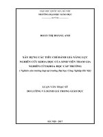 Luận văn thạc sĩ xây dựng các tiêu chí đánh giá năng lực nghiên cứu khoa học của sinh viên tham gia nghiên cứu 