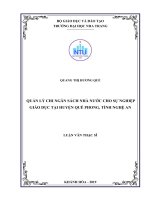 Quản lý chi ngân sách nhà nước cho sự nghiệp giáo dục tại huyện quế phong, tỉnh nghệ an  