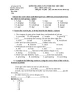 Download Đề kiểm tra học kì 2  tiếng anh 10- có đáp án