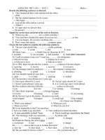 Download Đề thi thử học kì 1 môn tiếng anh 10- bài số 3
