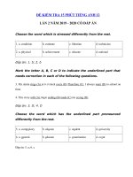 Tải Đề kiểm tra 15 phút lần 2 môn tiếng Anh lớp 12 năm 2019 - 2020 - Đề kiểm tra tiếng Anh 12 mới có đáp án