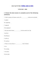 Tải Bài tập ở nhà tiếng Anh lớp 8 trong thời gian nghỉ dịch Corona - Ôn tập tiếng Anh lớp 8 giữa học kì 2 có đáp án