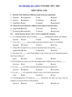 Tải Đề kiểm tra học kì 1 lớp 9 môn tiếng Anh năm 2019 - 2020 - Đề thi tiếng Anh lớp 9 có đáp án