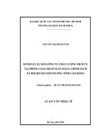 Đánh giá sự hài lòng về chất lượng dịch vụ tại phòng giao dịch ngân hàng chính sách xã hội huyện đơn dương tỉnh lâm đồng  