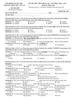 Tải Đề thi thử THPT Quốc gia năm 2017 môn Tiếng Anh trường THPT Chu Văn An, Quảng Trị có đáp án - Đề thi thử Đại học môn tiếng Anh