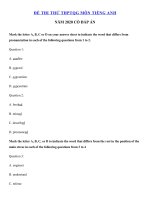 Tải Đề ôn thi THPT Quốc Gia môn tiếng Anh năm 2020 số 12 - Đề thi THPT Quốc gia 2020 môn Anh có đáp án