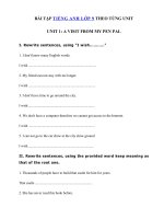 Tải Bài tập tiếng Anh lớp 9 Unit 1: A Visit From A Pen Pal - Bài tập tự luận tiếng Anh Unit 1 lớp 9 có đáp án