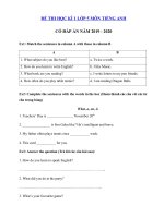 Tải Đề thi học kì 1 tiếng Anh lớp 5 năm 2019 - 2020 - Đề kiểm tra tiếng Anh lớp 5 có đáp án