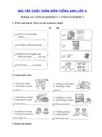 Tải Bài tập cuối tuần môn Tiếng Anh lớp 4 Tuần 13 - Phiếu Bài tập cuối tuần 13 lớp 4 môn tiếng Anh có đáp án