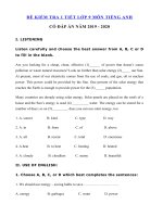 Tải Đề kiểm tra 45 phút số 3 môn tiếng Anh lớp 9 có đáp án - Đền kiểm tra tiếng Anh lớp 9 có đáp án