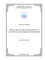 Mối quan hệ giữa thuộc tính địa phương và sự hài lòng của doanh nghiệp tại tỉnh khánh hòa  