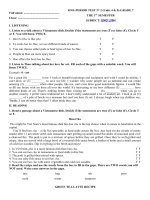 Tải Đề kiểm tra 45 phút lần 2 môn Tiếng Anh lớp 7 có file nghe và đáp án năm học 2019 - 2020 - Bài ôn tập tiếng Anh 7 Unit 4 và Unit 5