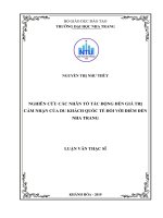 Nghiên cứu các nhân tố tác động đến giá trị cảm nhận của du khách quốc tế đối với điểm đến nha trang  