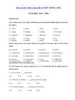 Tải Đề ôn thi vào lớp 10 môn Tiếng Anh năm học 2019 - 2020 số 22 - Đề thi vào lớp 10 môn Tiếng Anh không chuyên có đáp án