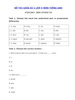 Tải Đề kiểm tra giữa kì 2 lớp 5 môn tiếng Anh năm 2019 - 2020 - Đề thi tiếng Anh lớp 5 có đáp án