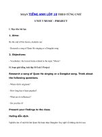 Tải Unit 3 lớp 10 Project - Soạn tiếng Anh 10 Unit 3 Music Project đầy đủ nhất