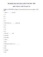 Tải Đề ôn thi giữa học kì 1 lớp 9 môn tiếng Anh năm 2019 - 2020 - Đề kiểm tra tiếng Anh 9 mới có đáp án