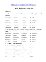 Tải Đề ôn thi vào lớp 10 môn Tiếng Anh năm học 2019 - 2020 số 30 - Đề thi vào lớp 10 môn Tiếng Anh không chuyên 2019 có đáp án