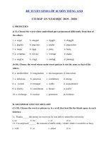 Tải Đề ôn thi vào lớp 10 môn Tiếng Anh năm học 2019 - 2020 số 24 - Đề thi Tiếng Anh vào lớp 10 năm 2019 có đáp án