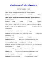 Tải Đề kiểm tra 1 tiết lần 2 môn tiếng Anh lớp 10 năm 2019 - 2020 - Đề kiểm tra tiếng Anh 10 mới