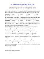 Tải Đáp án đề thi vào lớp 10 môn Tiếng Anh Sở GD&ĐT Quảng Ninh năm 2019 - Đề thi tuyển sinh lớp 10 năm 2019 môn Tiếng Anh Quảng Ninh có đáp án