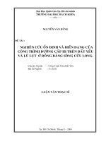 Nghiên cứu ổn định và biến dạng của công trình đường cấp iii trên đất yếu và lũ lụt ở đồng bằng sông cửu long 