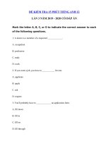 Tải Đề kiểm tra 15 phút tiếng Anh lớp 12 lần 3 năm 2019 - 2020 - Đề thi tiếng Anh lớp 12 có đáp án