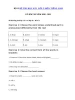 Tải Bộ 12 đề thi tiếng Anh lớp 5 học kì 1 năm 2020 - 2021 - 12 đề thi học kì 1 lớp 5 môn tiếng Anh có đáp án