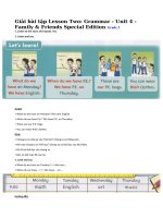 Tải Giải bài tập Family and Friends lớp 3 Unit 4: Lesson two - Giải bài tập tiếng Anh lớp 3 Unit 4: We have English!