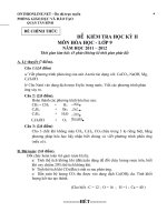 Download Đề KT hóa học lớp 9