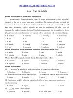Tải Đề kiểm tra 15 phút tiếng Anh lớp 10 lần 1 năm 2019 - 2020 - Đề kiểm tra tiếng Anh 10 có đáp án