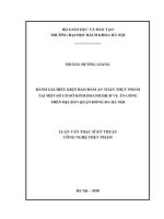 Đánh giá điều kiện bảo đảm an toàn thực phẩm tại một số cơ sở kinh doanh dịch vụ ăn uống trên địa bàn Quận Đống Đa Hà Nội