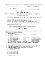 QUYẾT ĐỊNH THÀNH LẬP HỘI ĐỒNG RA ĐỀ, COI VÀ CHẤM KIỂM TRA HỌC KỲ 1 - NĂM HỌC 2015.2016