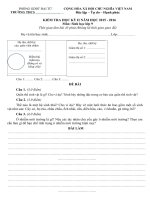 Đề và Hướng dẫn chấm kiểm tra học kỳ II môn Sinh học lớp 9 năm học 2015 - 2016