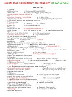 800 CÂU TRẮC NGHIỆM môn VI SINH TỔNG HỢP (có đáp án FULL)