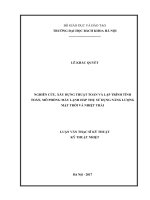 Nghiên cứu xây dựng thuật toán và lập trình tính toán mô phỏng máy lạnh hấp thụ sử dụng năng lượng mặt trờI và nhiệt thảI