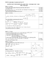 Đề và Hướng dẫn chấm kiểm tra học kỳ II môn Toán lớp 8 năm học 2015 - 2016