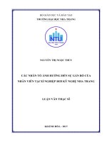 Các nhân tố ảnh hưởng đến sự gắn bó của nhân viên tại xí nghiệp hơi kỹ nghệ nha trang  